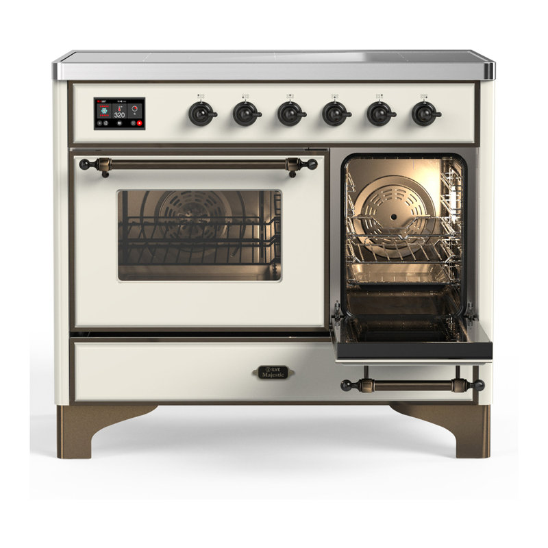 Majestic III Series 40 Inch Induction Range with 6 Induction Elements in Stainless Steel (Brass Trim), Antique White