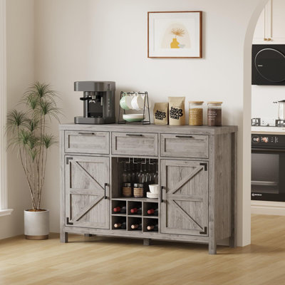Armoire à café avec porte-bouteilles et porte-verres