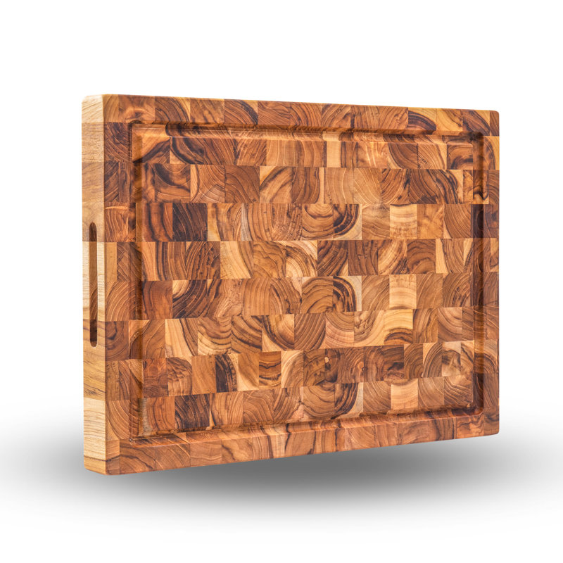 BEEFURNI Teak Wood End Grain Cutting Board, 17" L x 13" W