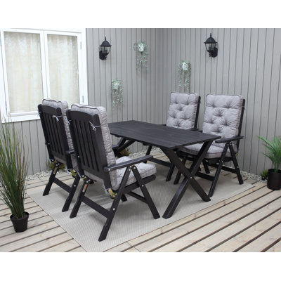 Hannahs 4 - Person Wood Patio Dining Set with Rectangular Table , Cushions Included