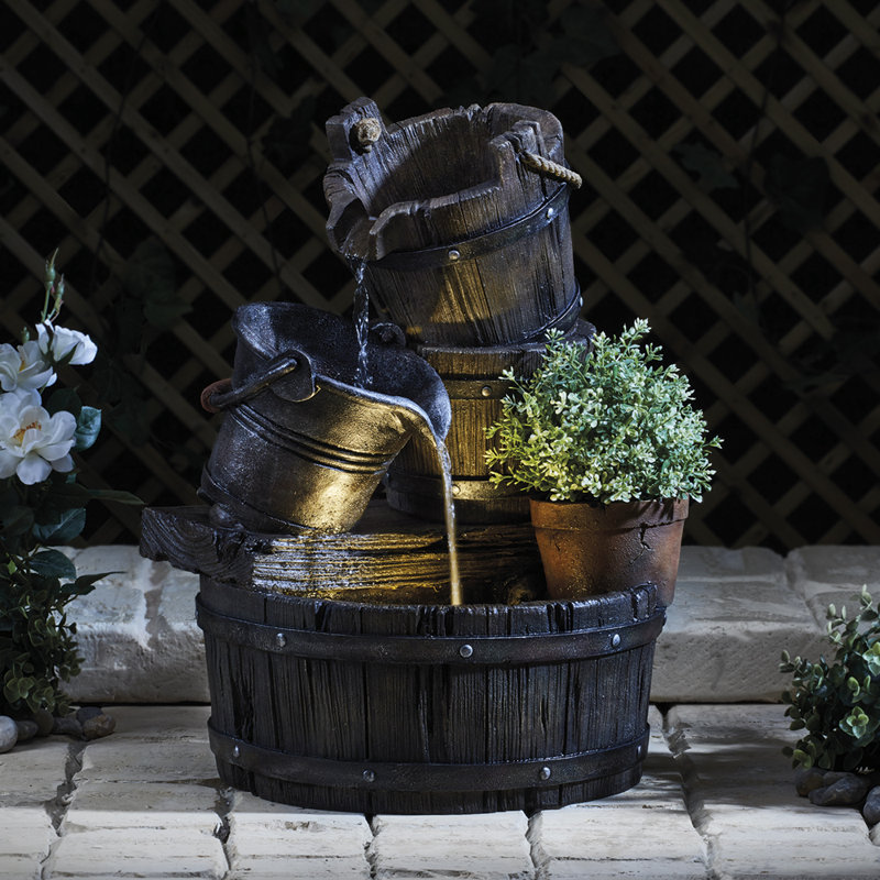 Dunsborough Outdoor Weather Resistant Cascade Fountain with Lights