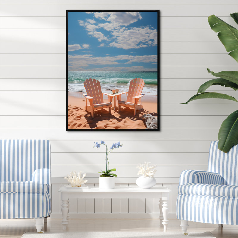 Chaise de plage Dream II - Décoration murale nautique et plage, H 20 po x l 12 po x P 1 po, Cadre flottant noir