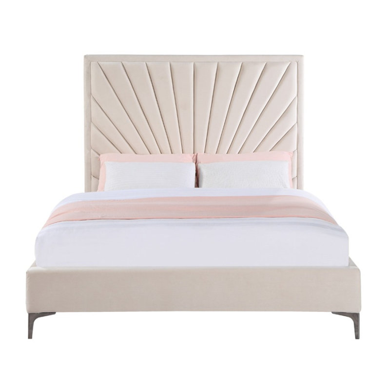 Meuble de lit moderne capitonné beige