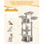 Grand arbre à chat, tour de chat d'intérieur de 72 pouces de hauteur pour 6 grands chats, condo pour animaux d'escalade en coin avec 2 grandes plateformes / 2 chats / 6 poteaux à griffer / 1 panier suspendu, gris clair-59603893