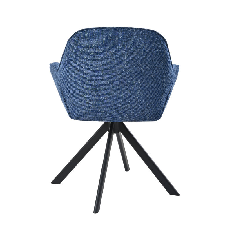 48.5cm H Swivel Upholstered Dining Chairs- Ergonomic Back, Navy Chenille