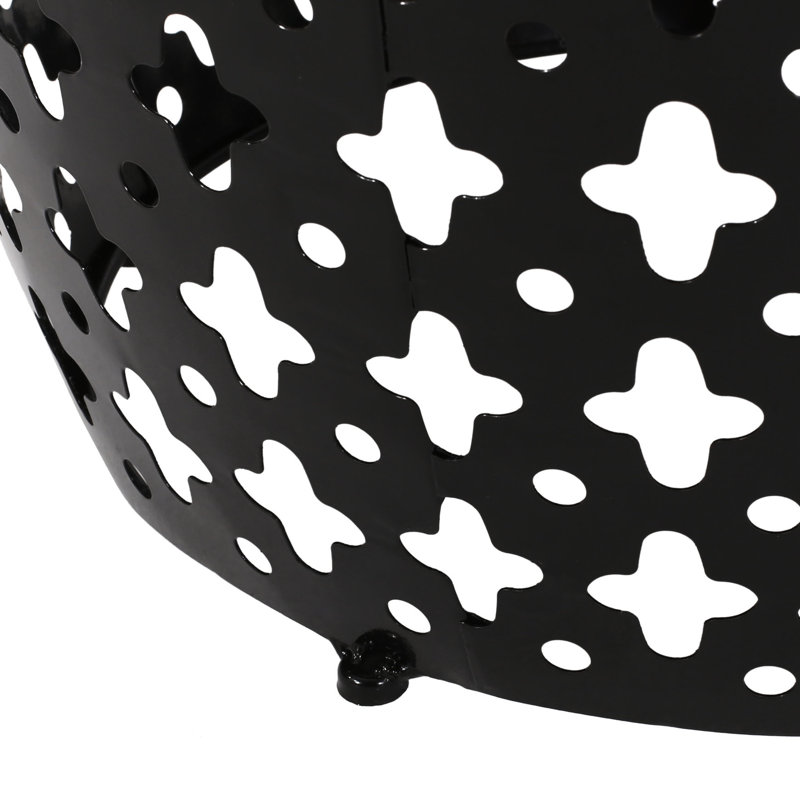 Tables de bout extérieures noires en métal S / 2, conception moderne en fer découpé, structure thermolaquée, aucun assemblage requis robuste