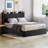 Queen Size Lift Up Storage Bed, Upholstered Velvet Bed Frame with Storage Headboard, Metal Platform Bed, No Box Spring Needed, Solid Wooden Slats, Noise Free, Black-283255571-283255569