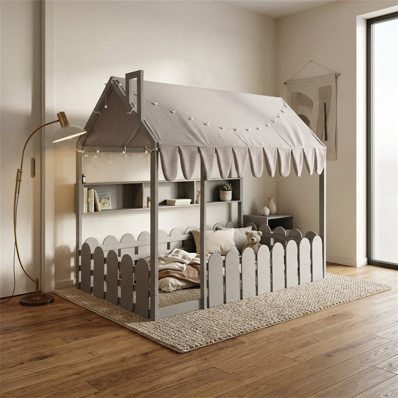 Lit simple simple Montessori, Gris, Lit simple