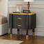 Contemporary 2 Drawers Nightstand With Curved Profile Design, Bedside Table With Metal Feather-Shaped Handles And Exposed Legs, End Table For Living Room And Bedroom, Easy Assembly, Black-621679219