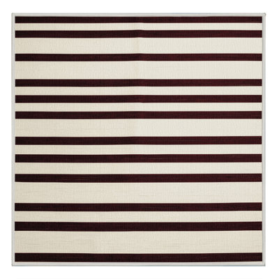 Tapis beige à rayures horizontales lavable à la machine