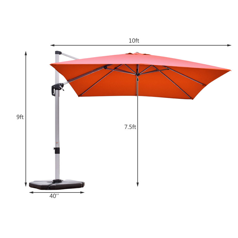 Parasol carré en porte-à-faux 10 pi Omarion, Orangé