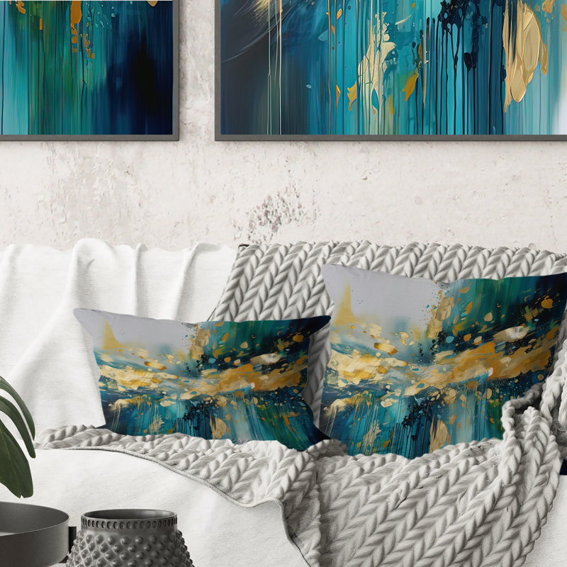 Coussin Golden Explosion Triangles IV - Abstract