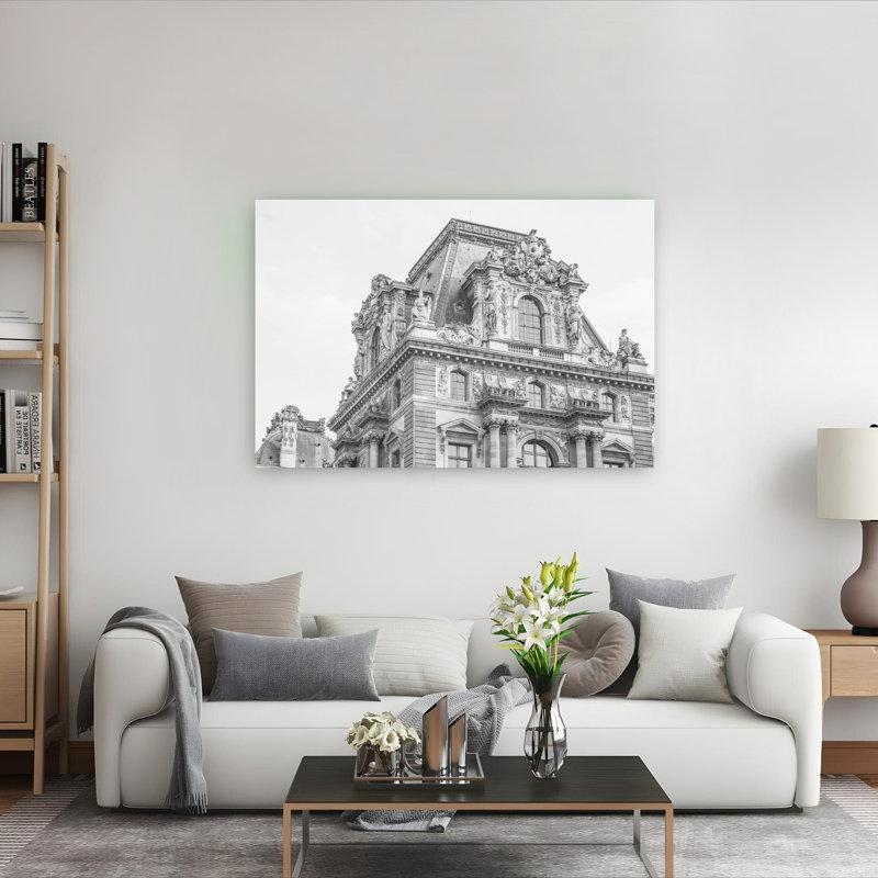Affiche murale représentant une architecture parisienne élégante et classique., H 40 po x l 60 po