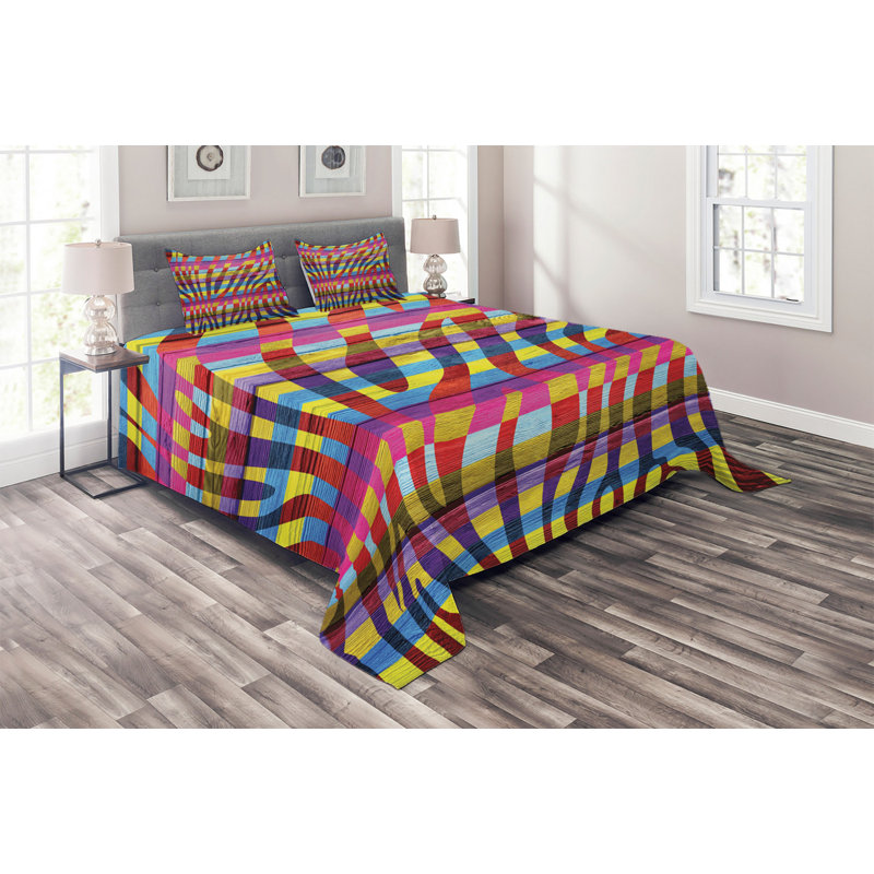 Rustic Polyester Striped Coverlet, Pink