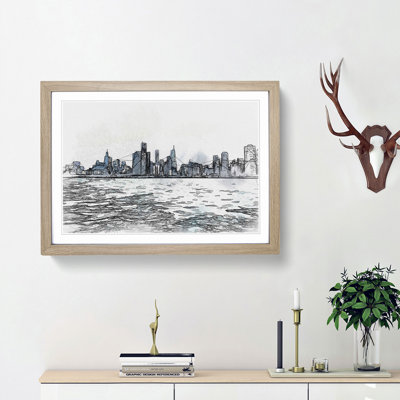 Cloudy Day in Chicago Illinois in Abstract - Picture Frame Graphic Art Print