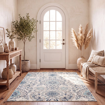 Tapis damassé crème / gris clair Christa