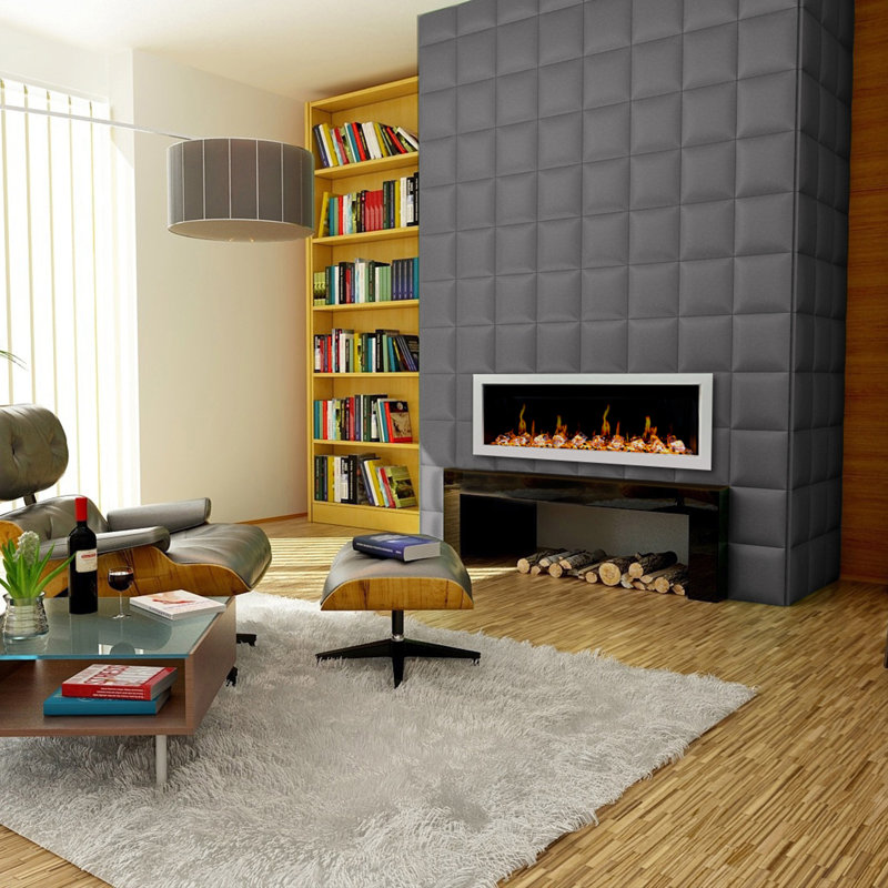 Litedeer Homes Gloria II 48" W Electric Fireplace - Reflective Amber Glass, 58 inch