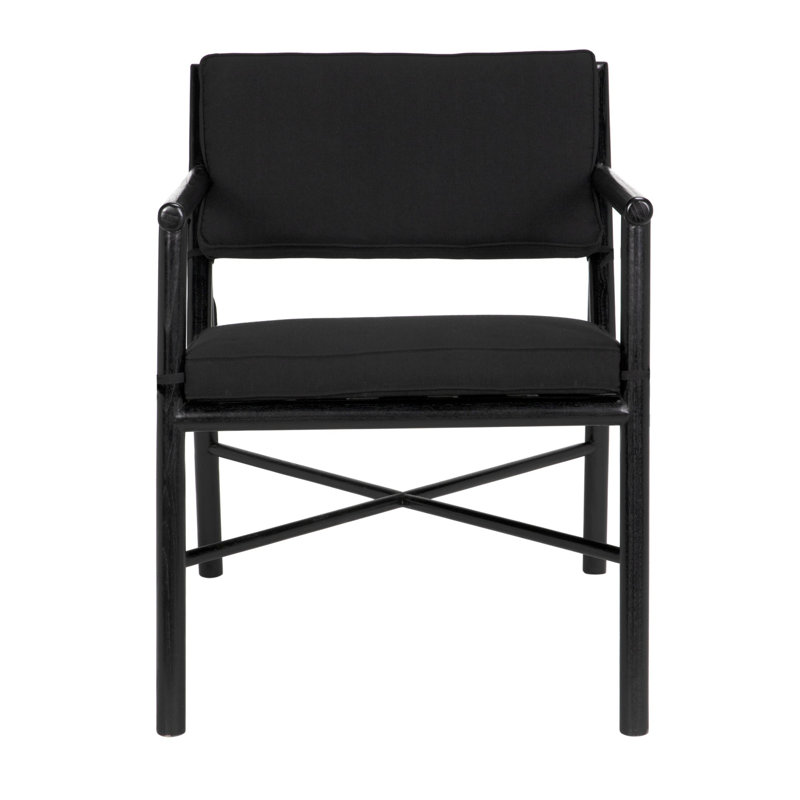 Camworth Charcoal Black Handcrafted Wood Armchair with Black Cotton