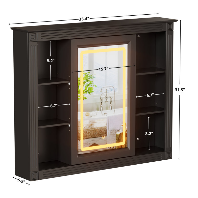 Armoire à pharmacie anti-buée avec miroir de salle de bain, armoire à pharmacie murale à DEL avec miroir, armoire de salle de bain avec miroir lumineux 3 portes