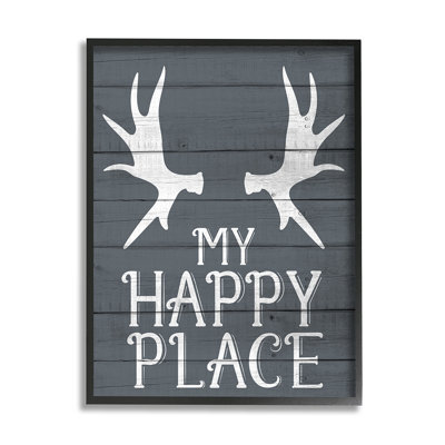 " Rustic My Happy Place Large Elk Antlers " by Kim Allen