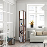 Jarold 63.7" Column Dimmable Floor Lamp with Shelves & Remote Control & USB Charging Station