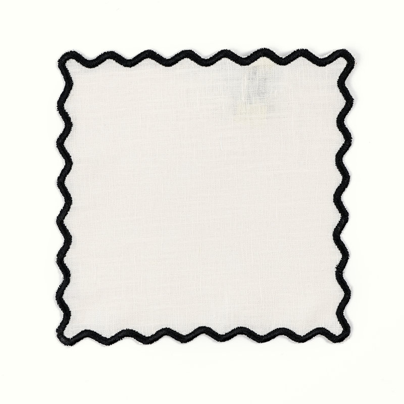 The Vivienne Square Cocktail Napkins, Cream/Black