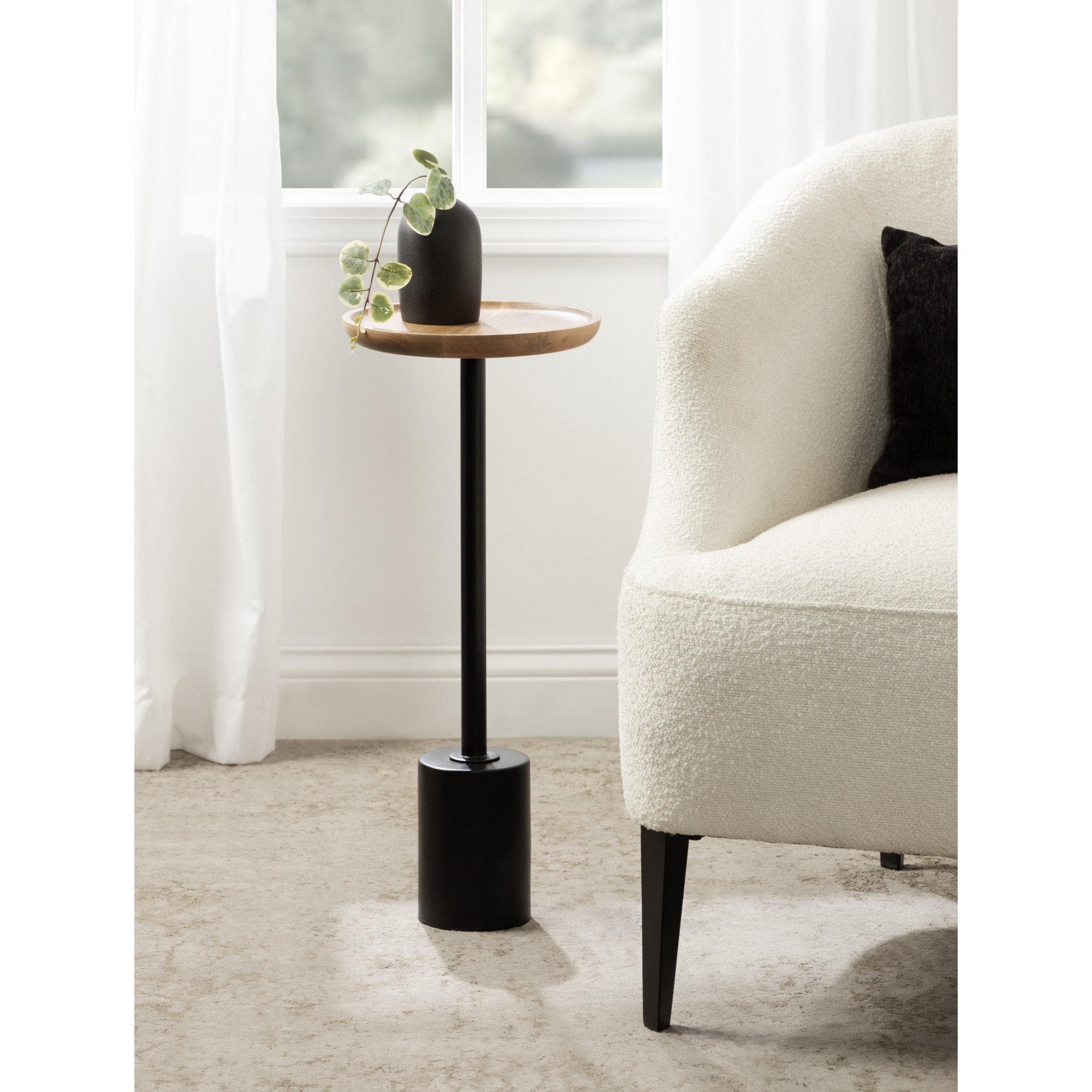 Armengol Solid Wood End Table, Black, Brown