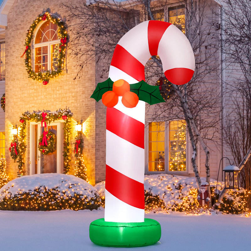 Canne de Noël gonflable de Noël 6 pi avec lumières DEL intégrées GOOSH