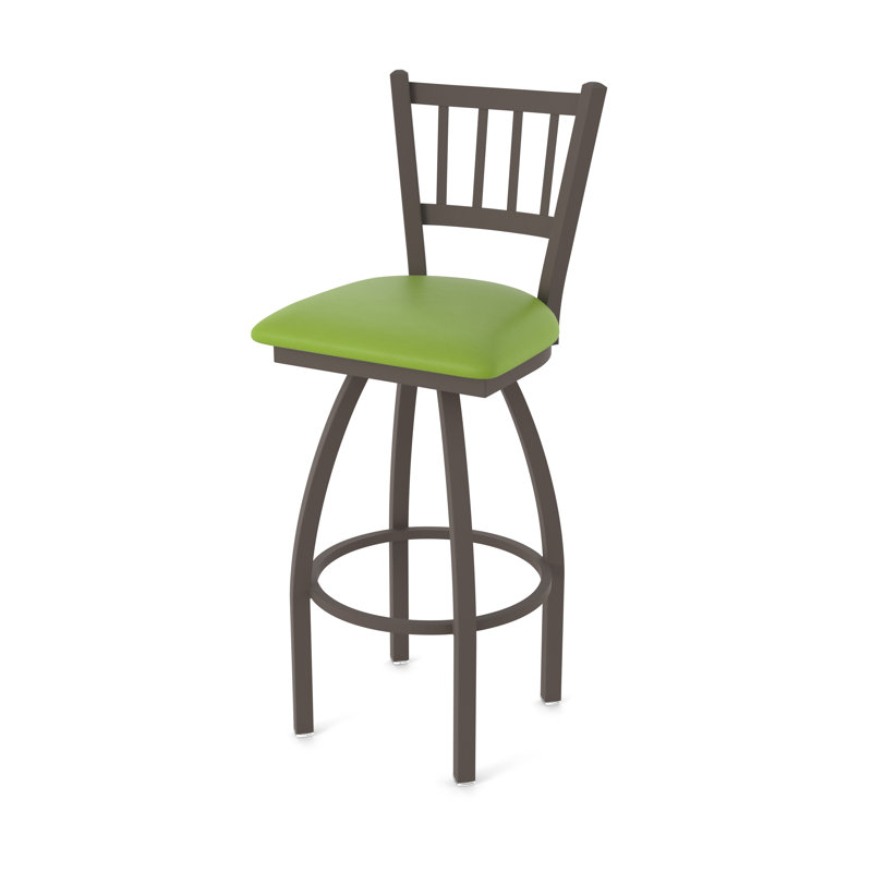 Tabouret pivotant 810 Contessa, Vinyle - vert kiwi Canter, Bronze, Tabouret de comptoir (siège d'une hauteur de 25 p