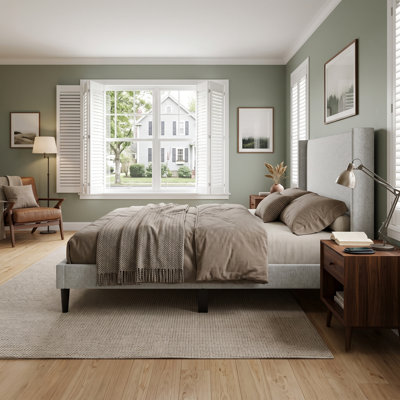 Bangor Queen Upholstered Wingback Platform Bed
