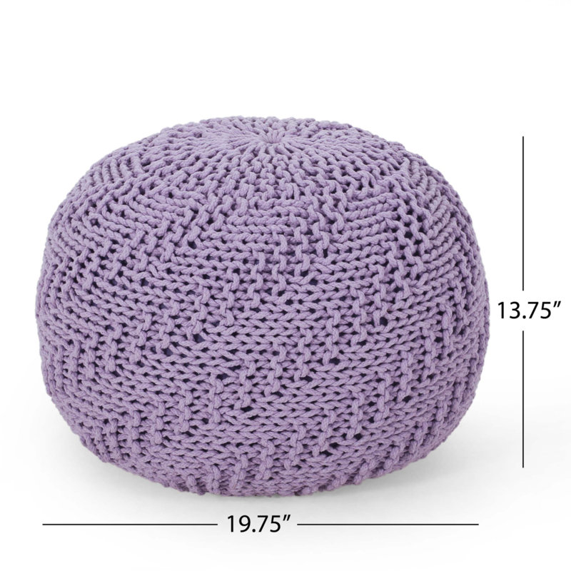 Pouf rond en coton Bordeaux, lavande