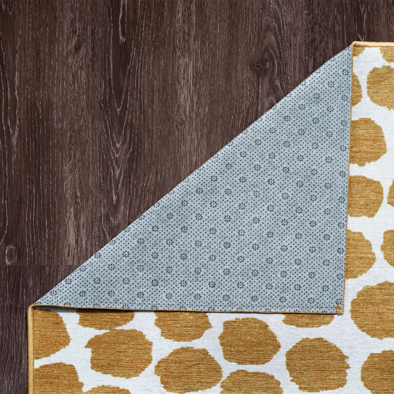 Flock Camel Washable Rug, Rectangle 5' x 7'