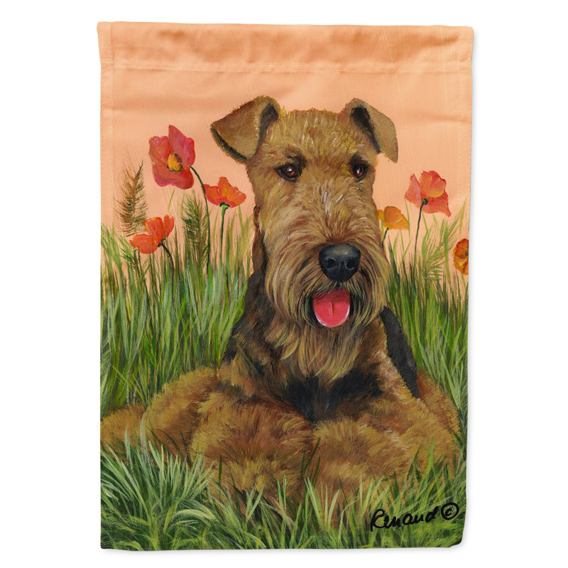 Drapeau de jardin en polyester à 2 côtés Graziello Bichon Frise Do It Better 1 x 0,11 pi, Airedale Terrier coquelicots