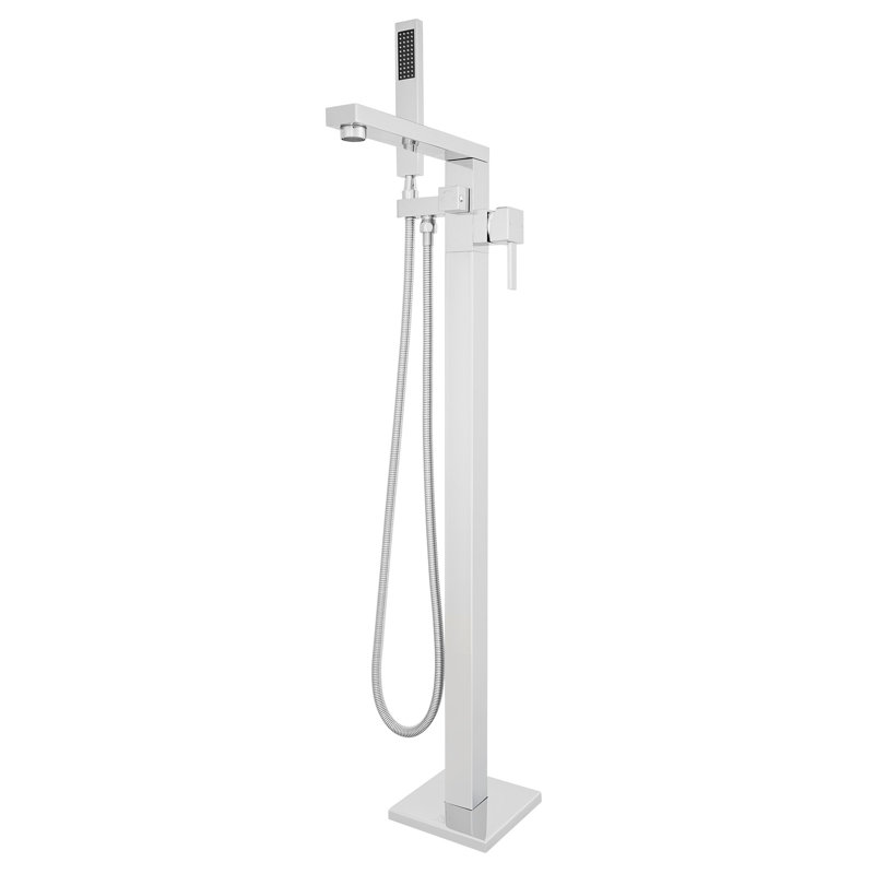 Free Standing Tub Faucet, 360°Swivel High Flow Freestanding Bathtub Faucet with Handheld Shower, Brass Body Tub Filler for Modern Bathroom
