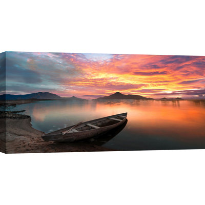 Sunset On A Lake, Scotland by Pangea - Wrapped Canvas Print