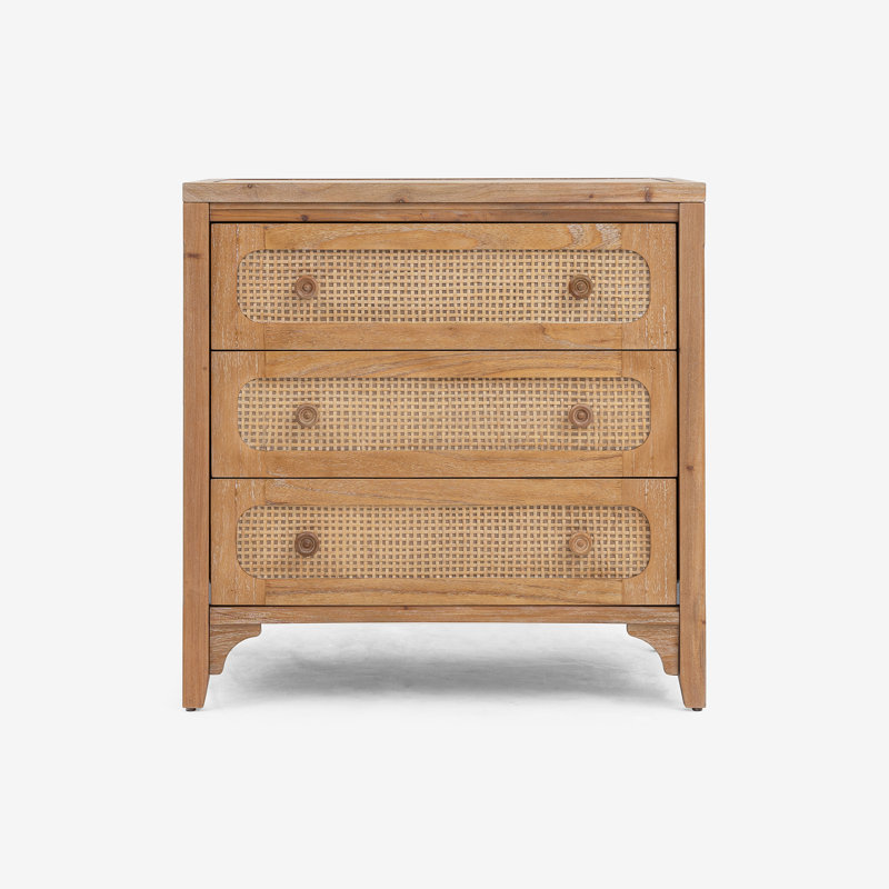 Lurian - Commode 3 tiroirs en rotin, Brun