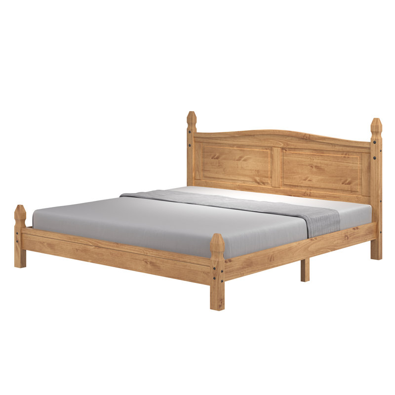 Ensemble de chambre à coucher 4 pièces Enye, une table de chevet, un lit, une grande commode et une large commode de style campagnard en bois massif