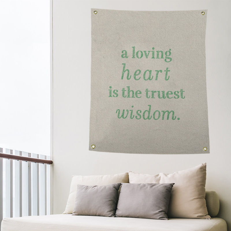 Tapisserie en polyester pour l’amour et le témoignage de la sagesse, H 36 po x l 26 po, Blanc / Vert