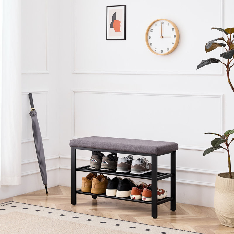 Banc à chaussures, banc de rangement, banc d'entrée avec coussin, tablette à chaussures avec siège, peu encombrant, style moderne, pour le salon, la chambre à coucher, le couloir