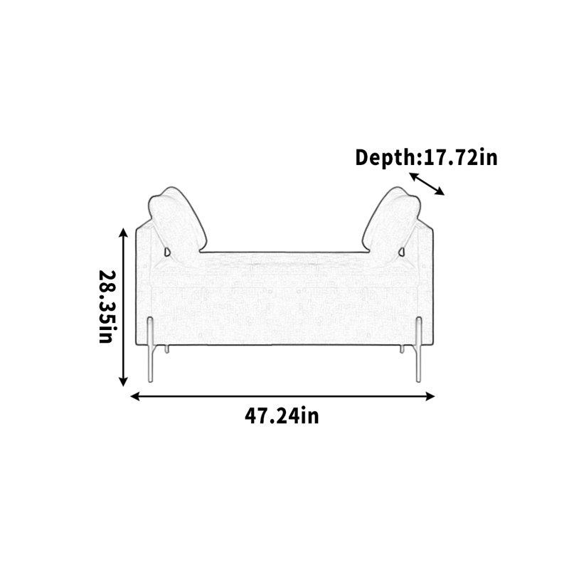 Banc simple en acier inoxydable, H 28,35 po x l 47,24 po x P 17,72 po, Marine