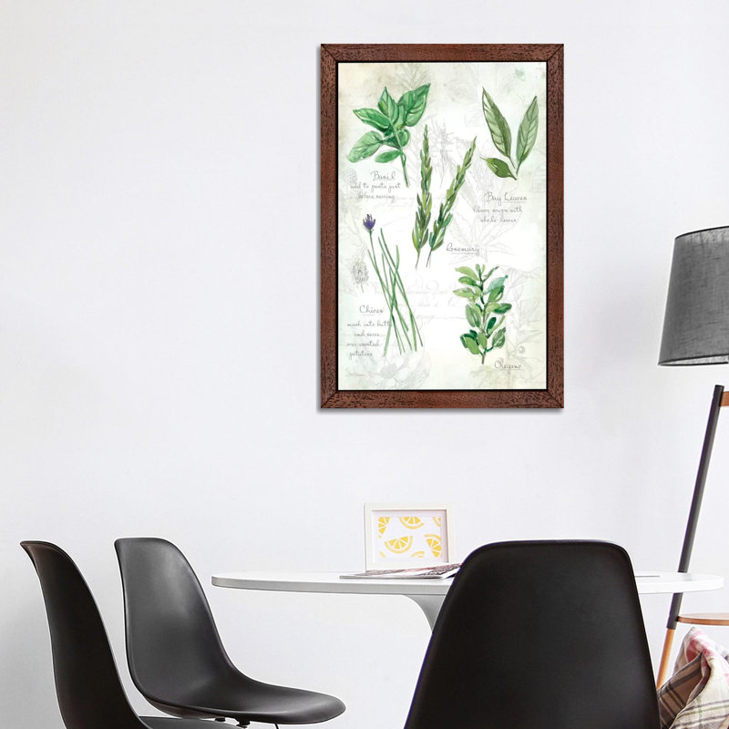 Fresh Herbs I by Carol Robinson - Painting on Canvas, Brown Framed, 66.04 cm H x 45.72 cm W