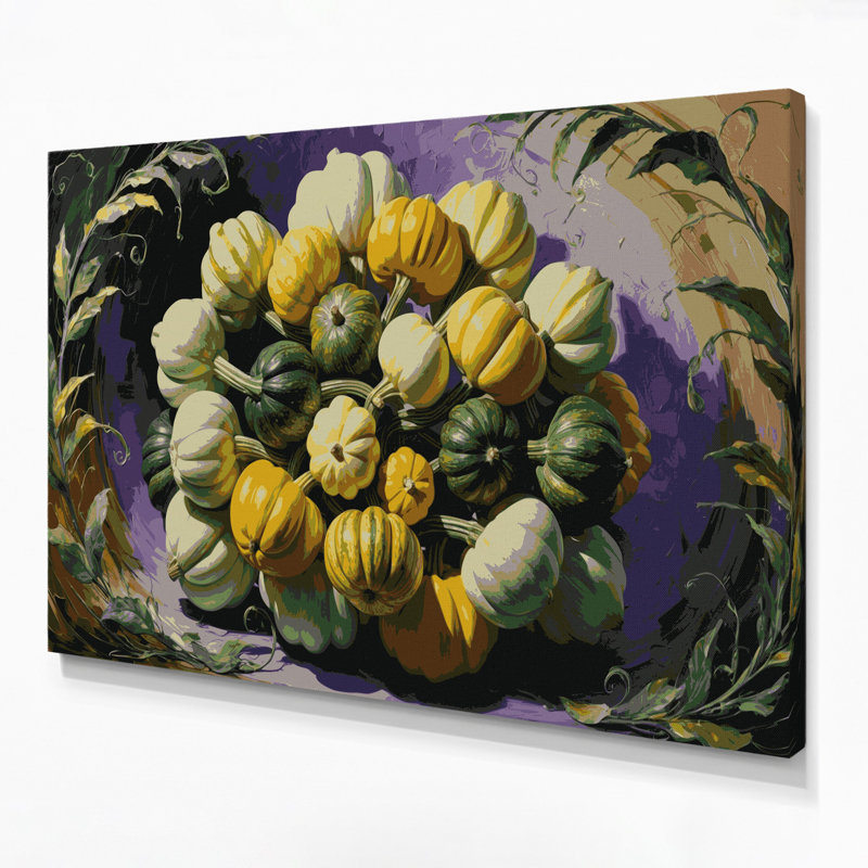 Légumes, art mural sur toile, Pattypan, H 24 po x l 36 po