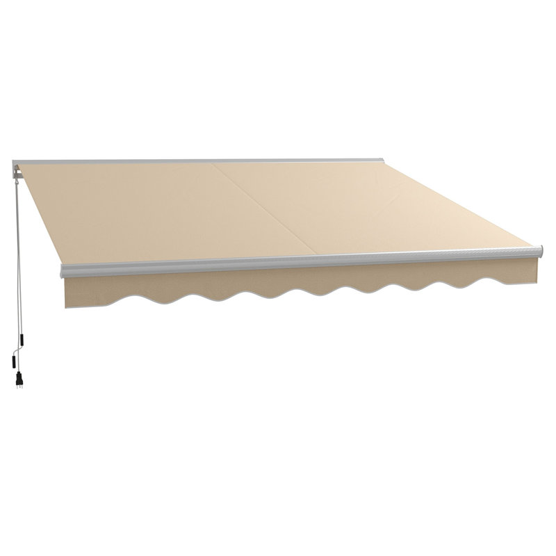 Outsunny Polyester Cover Retractable Patio Awning, Solid Color, 13' H x 10' W, Cream White