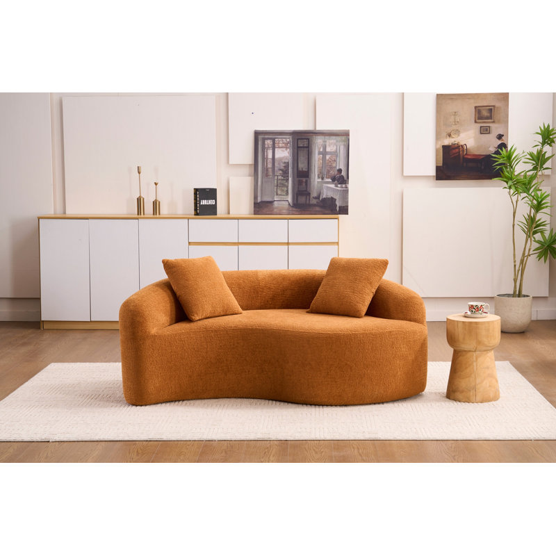 Canapé modulaire courbé en S en chenille: double profondeur (21,3 po et 26,8 po), orange, sans assemblage, compact pour les petits espaces, 400 lb, L 66,9 po