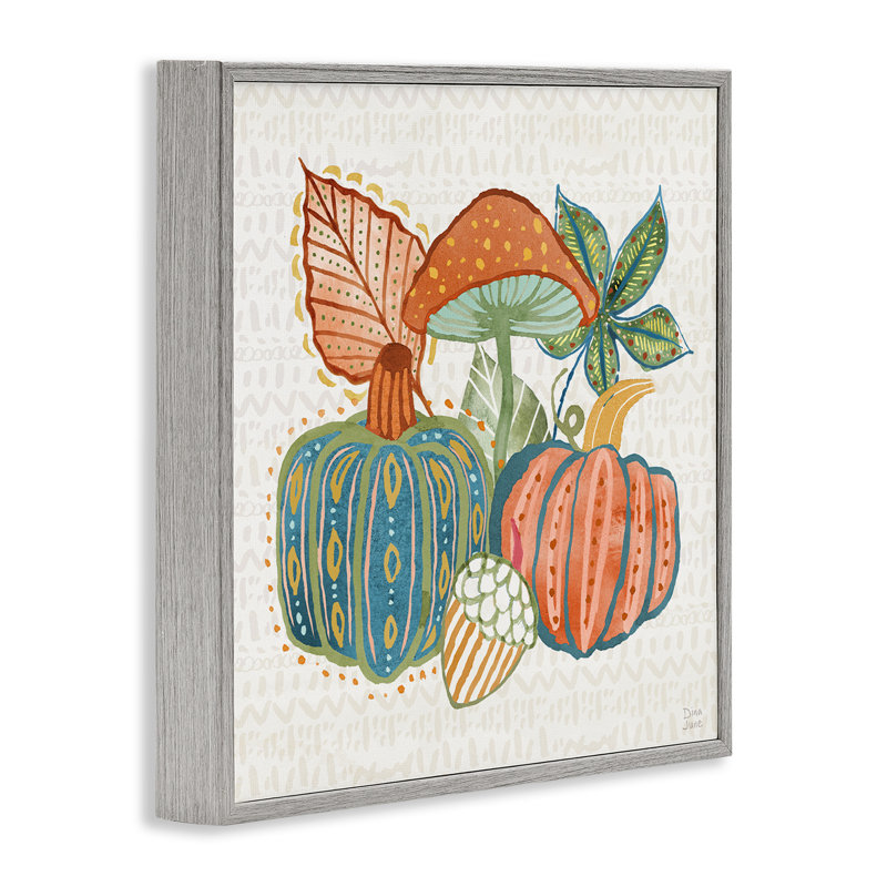 «Whimsical Harvest Gourds», art de la giclée encadrée par Dina June, Estampe numérique encadrée blanc bord de mer