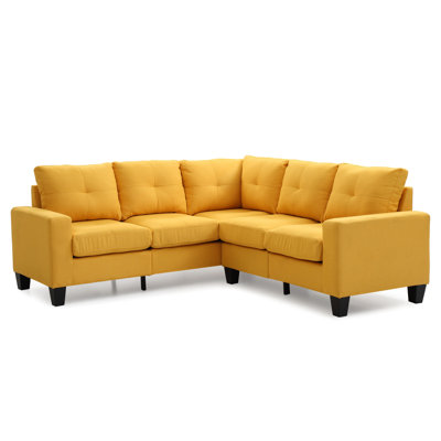 Yellow Sectional Furniture For Apartments - Comfort Foam And Construction Elegant Small Spaces Filled Cushions Stylish Design