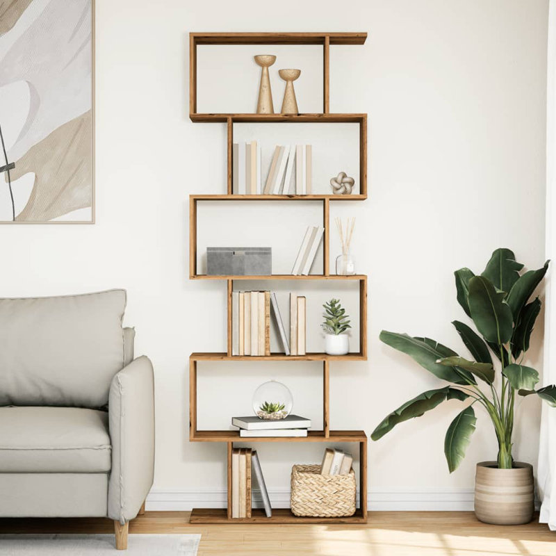 Sekai 70cm W Bookcase, (6 Shelves) 193cm H x 70cm W x 24cm D, Artisan Oak
