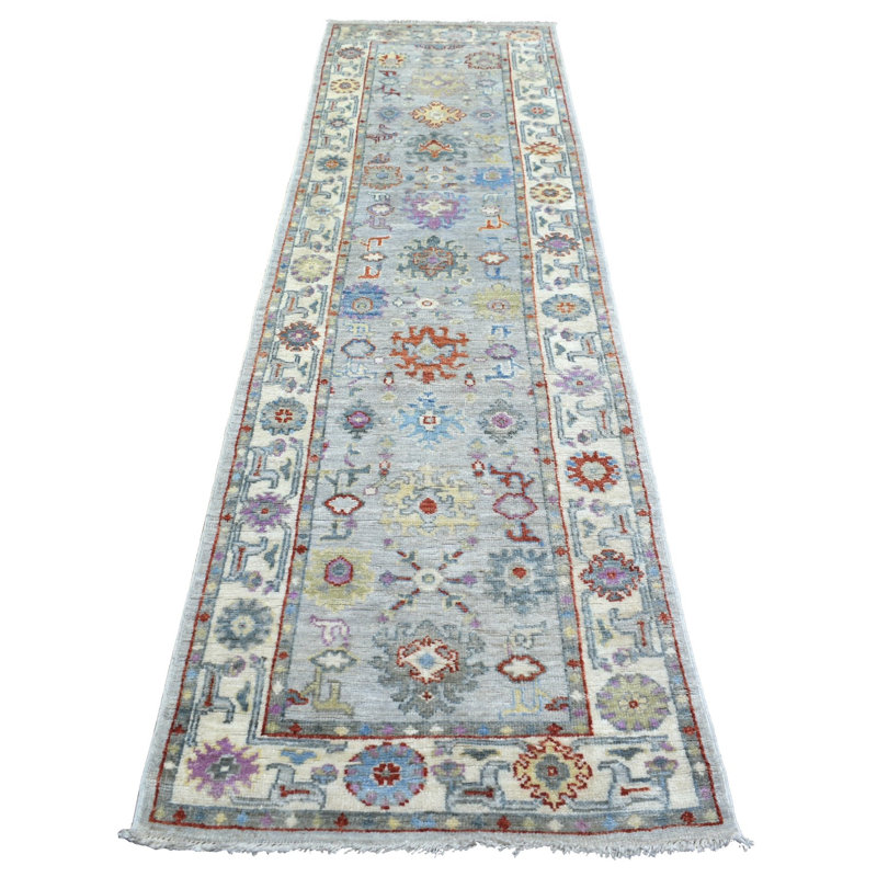 Tapis de couloir oriental gris en laine douce nouée à la main 2 pi 8 po x 9 pi 10 po A35F0A965D4243D0BD739B158C56F975