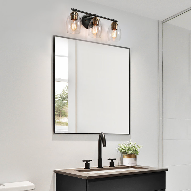 Luminaire de salle de bain moderne à 3 lumières en laiton noir à intensité variable
