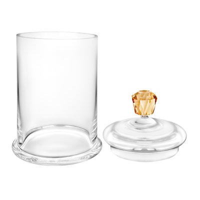Large Canister With Amber Diamond Handle - 10.8"